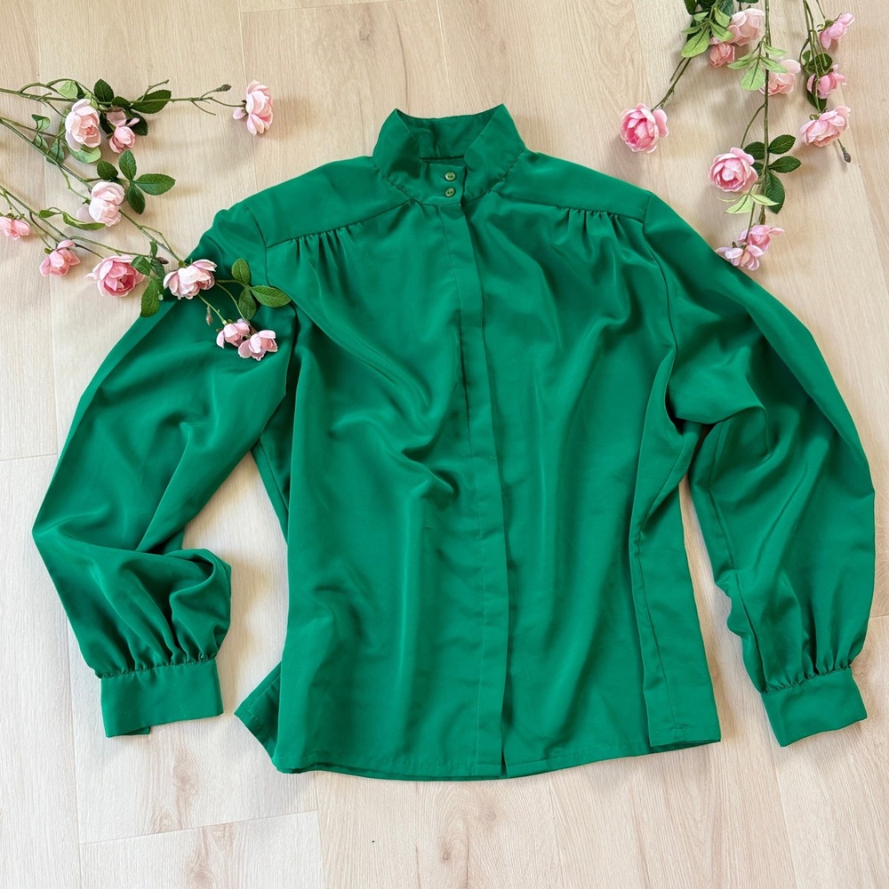 VTG! Country Sophisticates Pendleton Green Blouse 18 Button Up Long‎ Sleeve USA